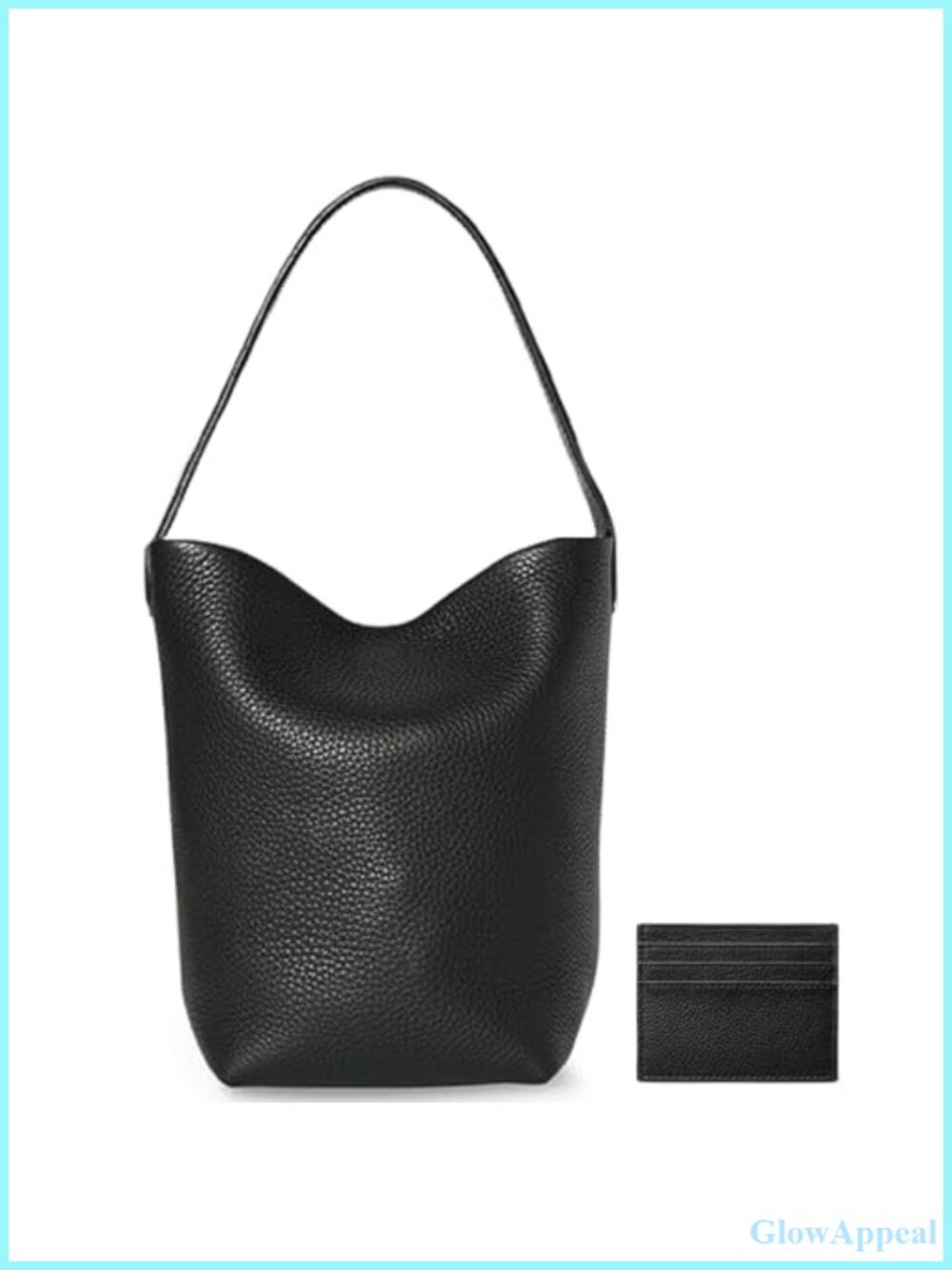 Genuine Top-Grain Leather Bucket Shoulder Tote Bag Inner Pouch Handbag
